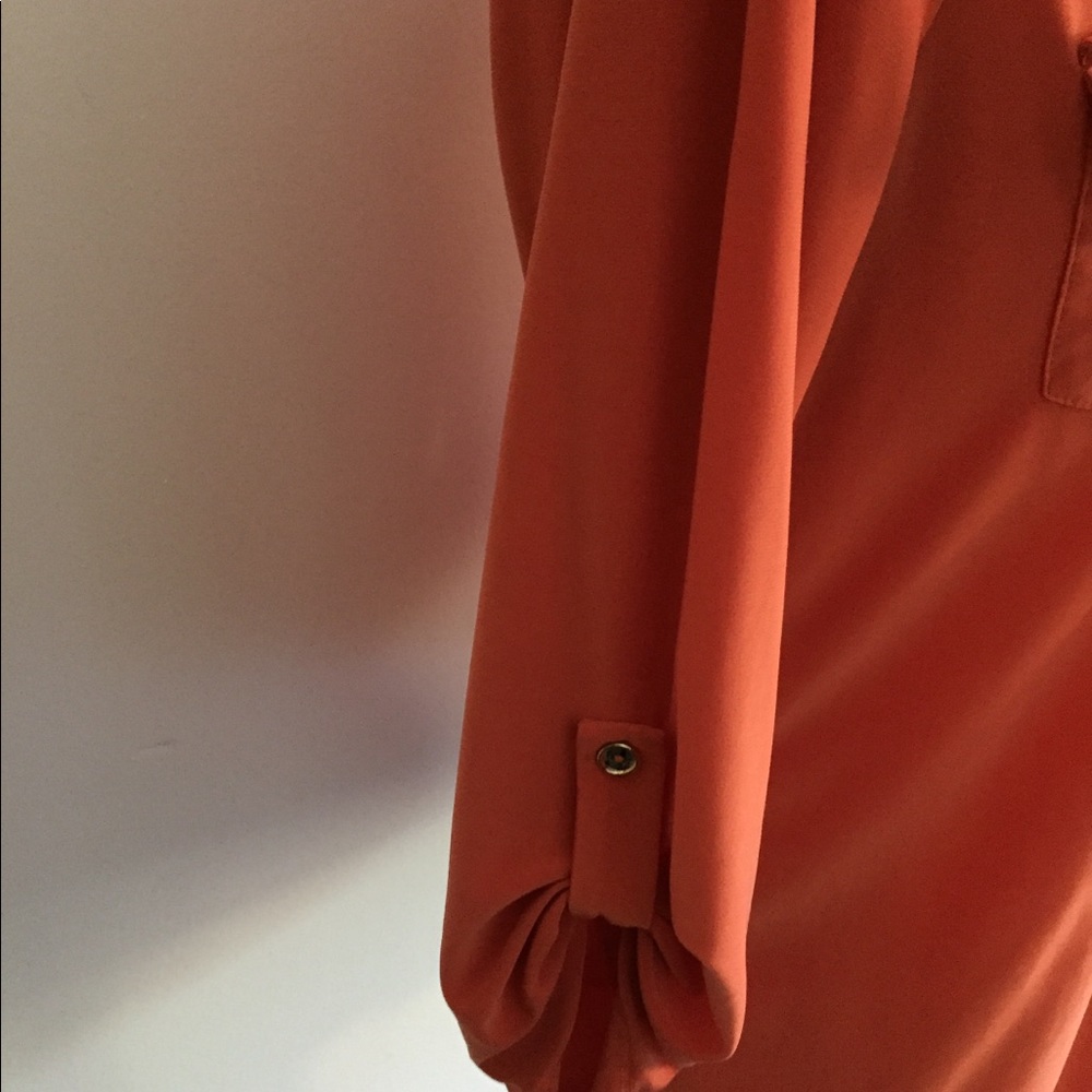 Orange blouse with gold buttons, 3/4 sleeves - Picture 2 of 2